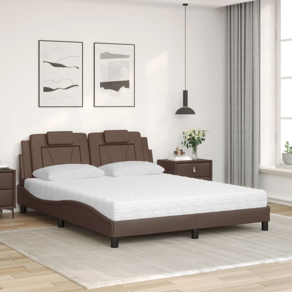 Bed "Viana" met matras kunstleer bruin 160x200 cm is nu te koop bij PeponiXL, paradijselijk wonen!