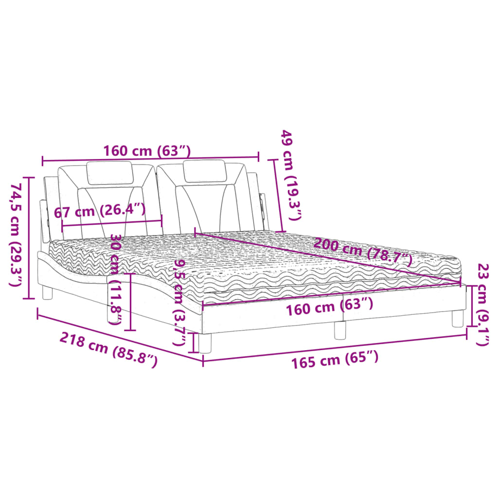 Bed "Viana" met matras kunstleer bruin 160x200 cm is nu te koop bij PeponiXL, paradijselijk wonen!