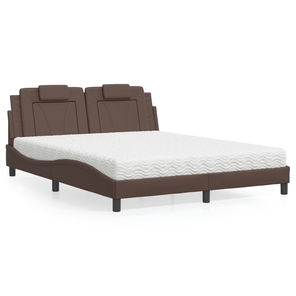 Bed "Viana" met matras kunstleer bruin 160x200 cm is nu te koop bij PeponiXL, paradijselijk wonen!