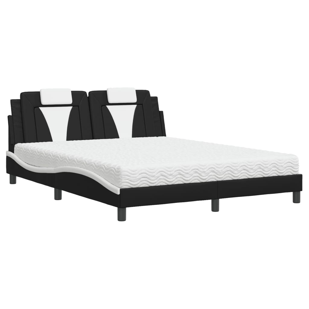 Bed "Viana" met matras kunstleer zwart en wit 160x200 cm is nu te koop bij PeponiXL, paradijselijk wonen!
