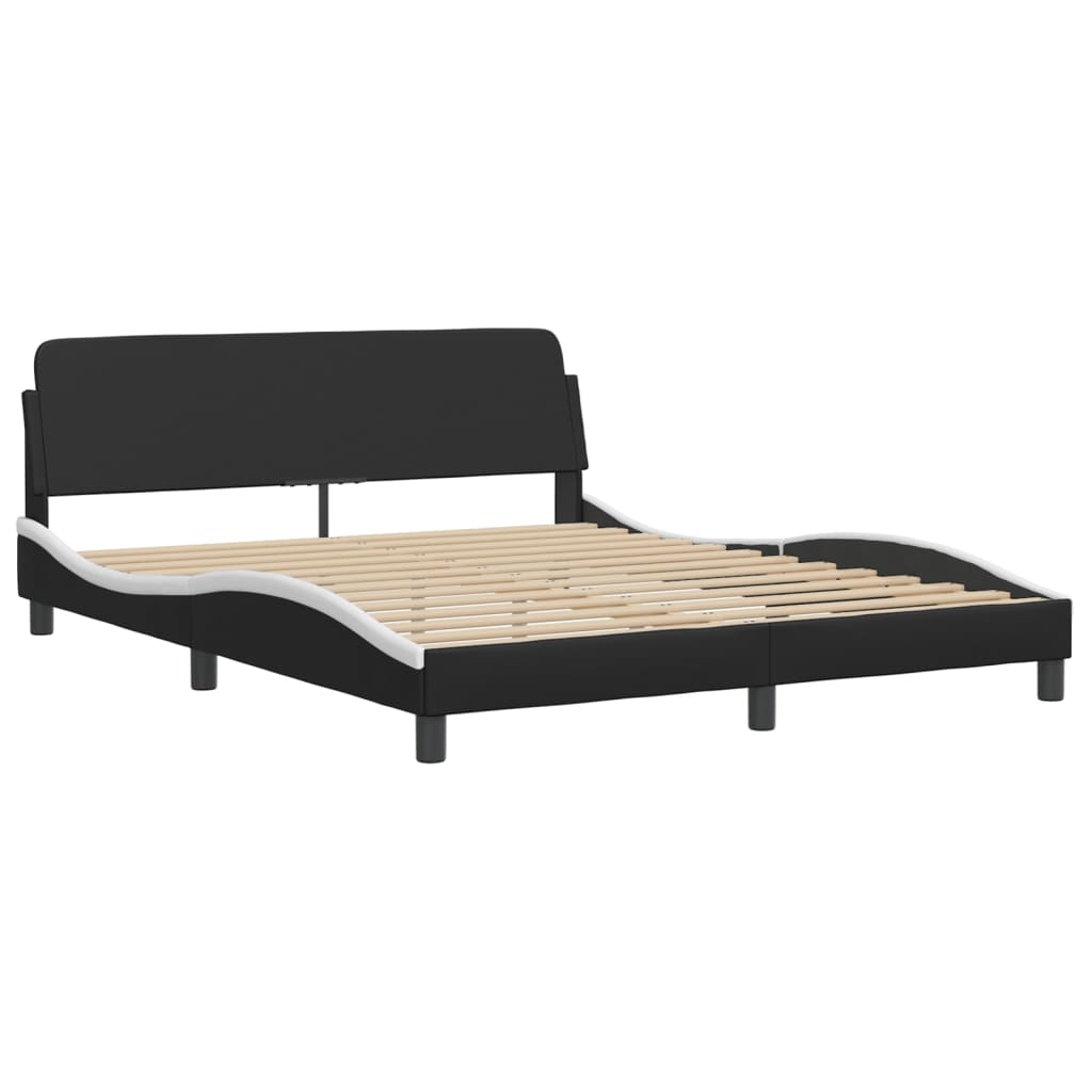Bed "Viana" met matras kunstleer zwart en wit 160x200 cm is nu te koop bij PeponiXL, paradijselijk wonen!
