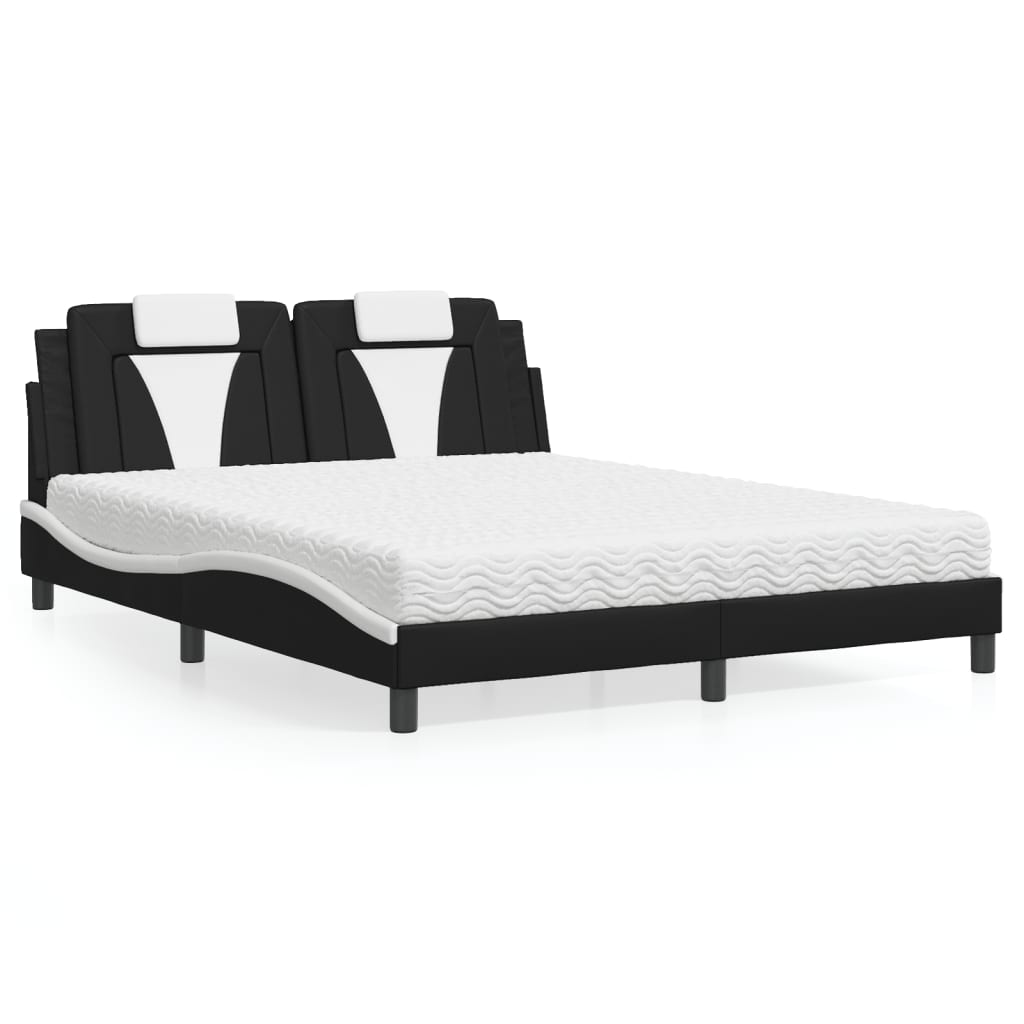 Bed "Viana" met matras kunstleer zwart en wit 160x200 cm is nu te koop bij PeponiXL, paradijselijk wonen!