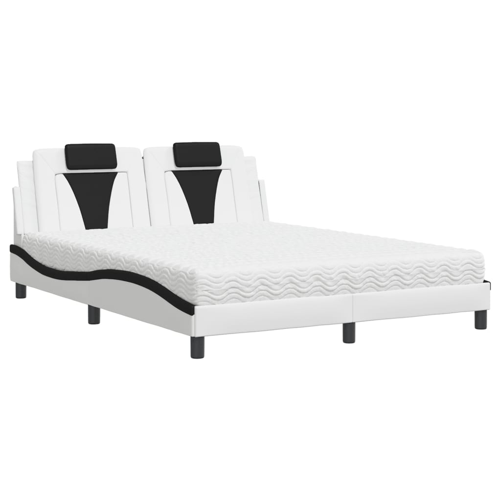 Bed "Viana" met matras kunstleer wit en zwart 160x200 cm is nu te koop bij PeponiXL, paradijselijk wonen!