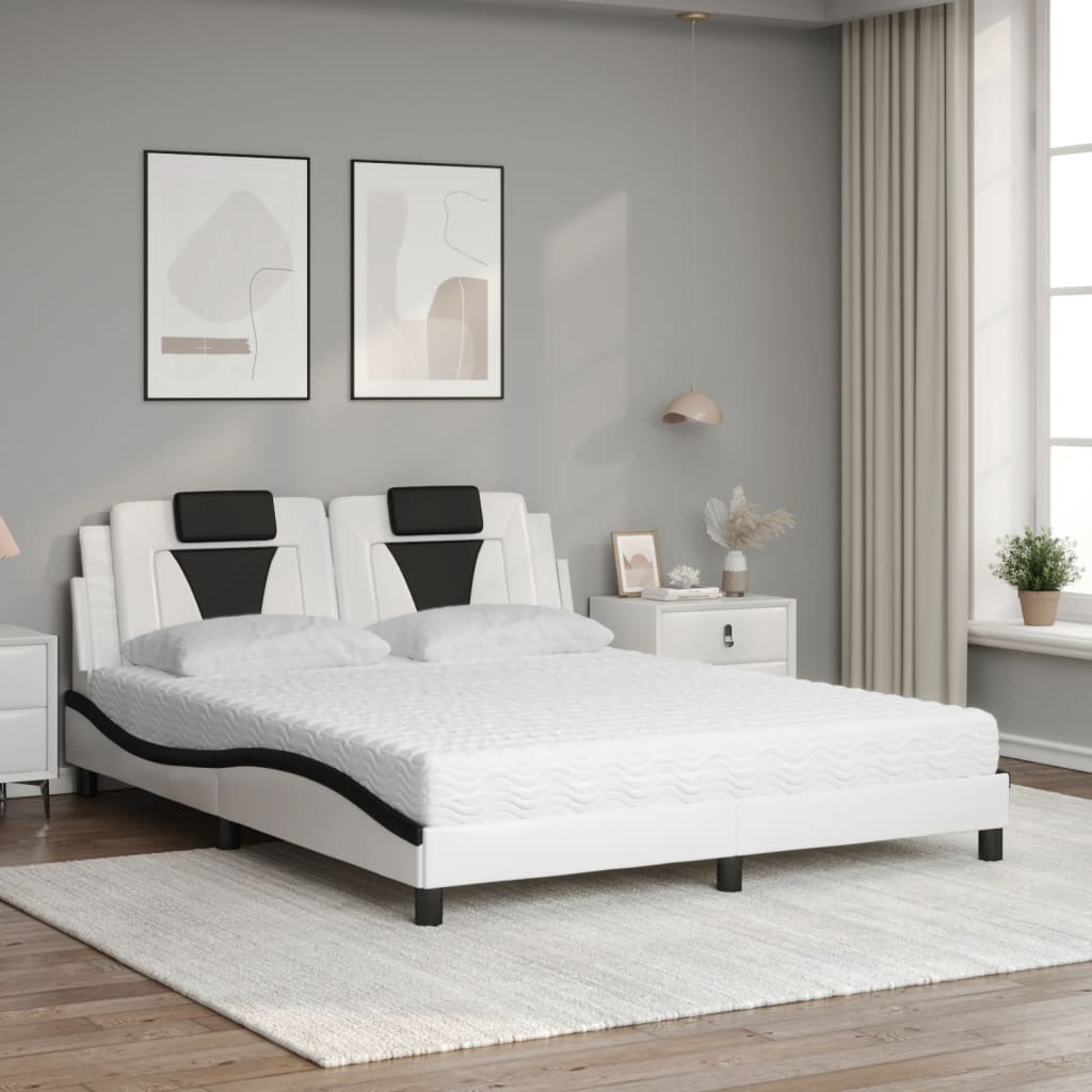 Bed "Viana" met matras kunstleer wit en zwart 160x200 cm is nu te koop bij PeponiXL, paradijselijk wonen!