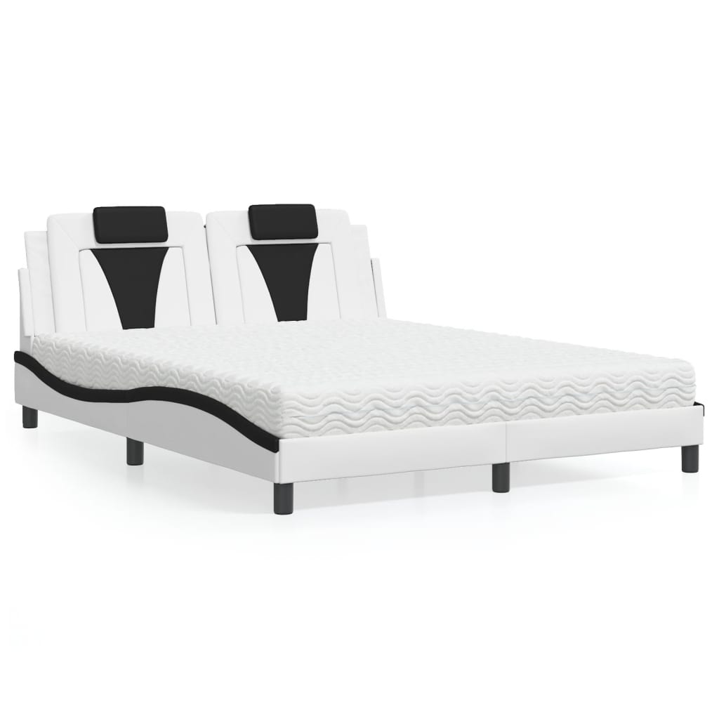 Bed "Viana" met matras kunstleer wit en zwart 160x200 cm is nu te koop bij PeponiXL, paradijselijk wonen!