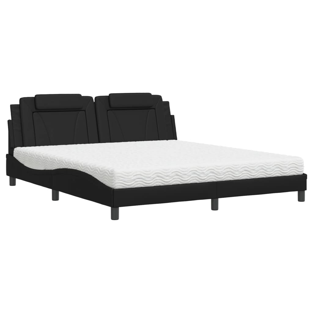 Bed "Viana" met matras kunstleer zwart 180x200 cm is nu te koop bij PeponiXL, paradijselijk wonen!