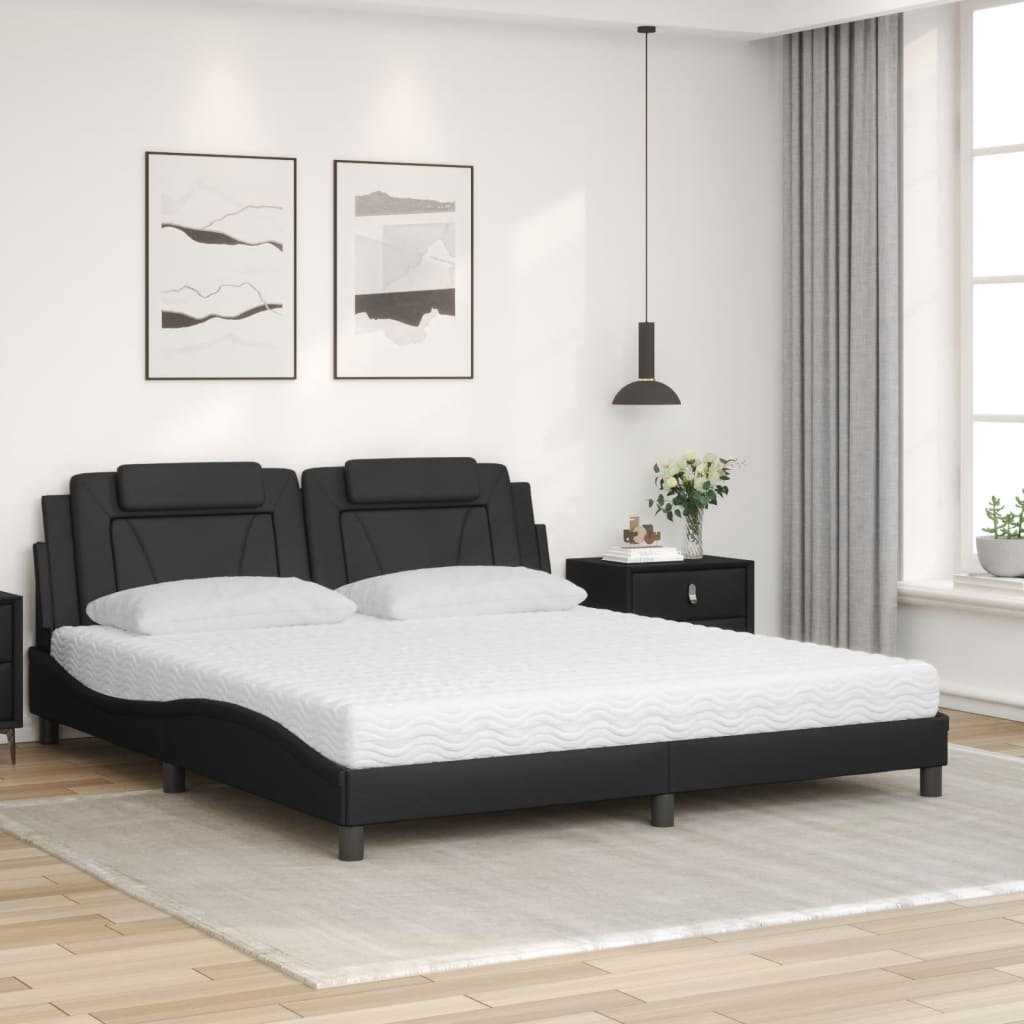 Bed "Viana" met matras kunstleer zwart 180x200 cm is nu te koop bij PeponiXL, paradijselijk wonen!