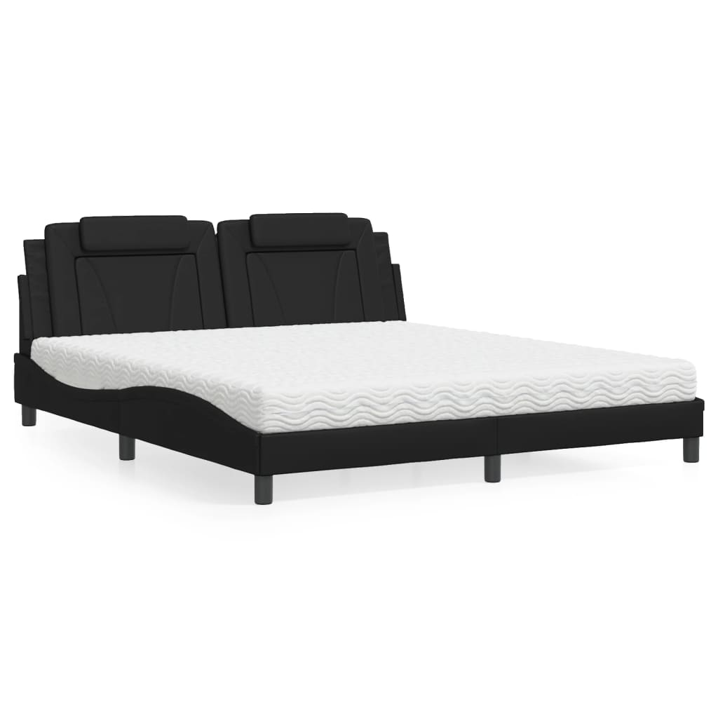 Bed "Viana" met matras kunstleer zwart 180x200 cm is nu te koop bij PeponiXL, paradijselijk wonen!