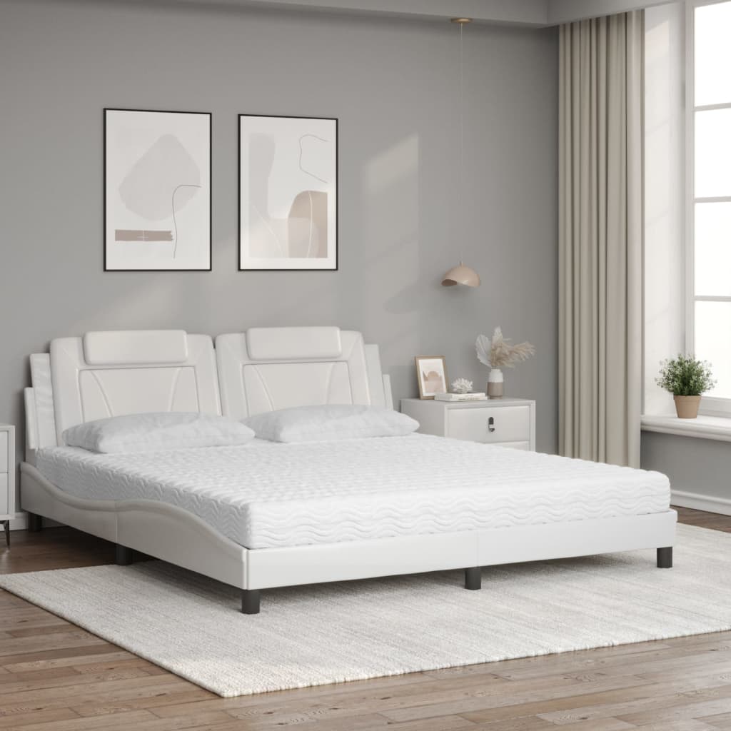 Bed "Viana" met matras kunstleer wit 180x200 cm is nu te koop bij PeponiXL, paradijselijk wonen!