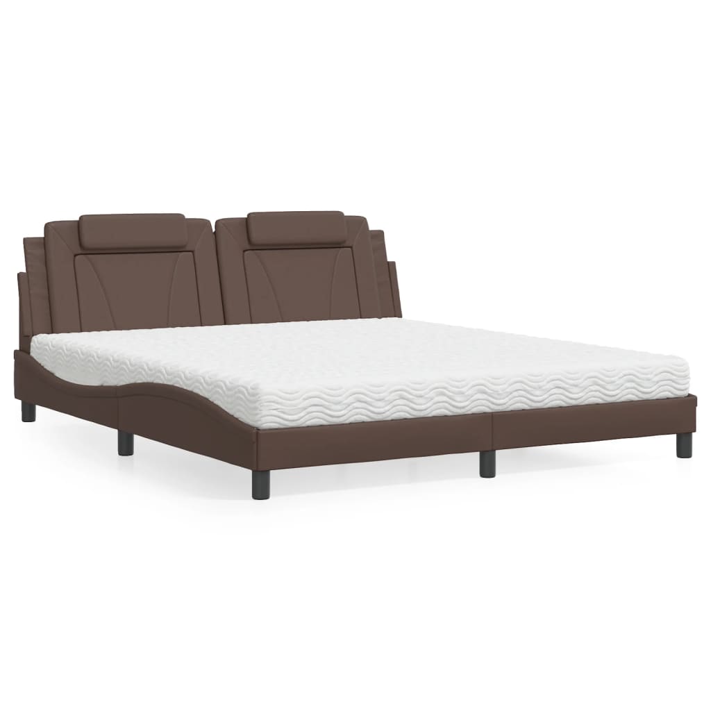 Bed "Viana" met matras kunstleer bruin 180x200 cm is nu te koop bij PeponiXL, paradijselijk wonen!