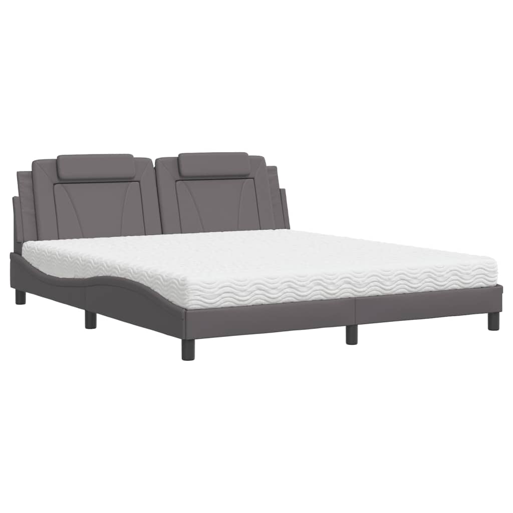 Bed "Viana" met matras kunstleer grijs 180x200 cm is nu te koop bij PeponiXL, paradijselijk wonen!