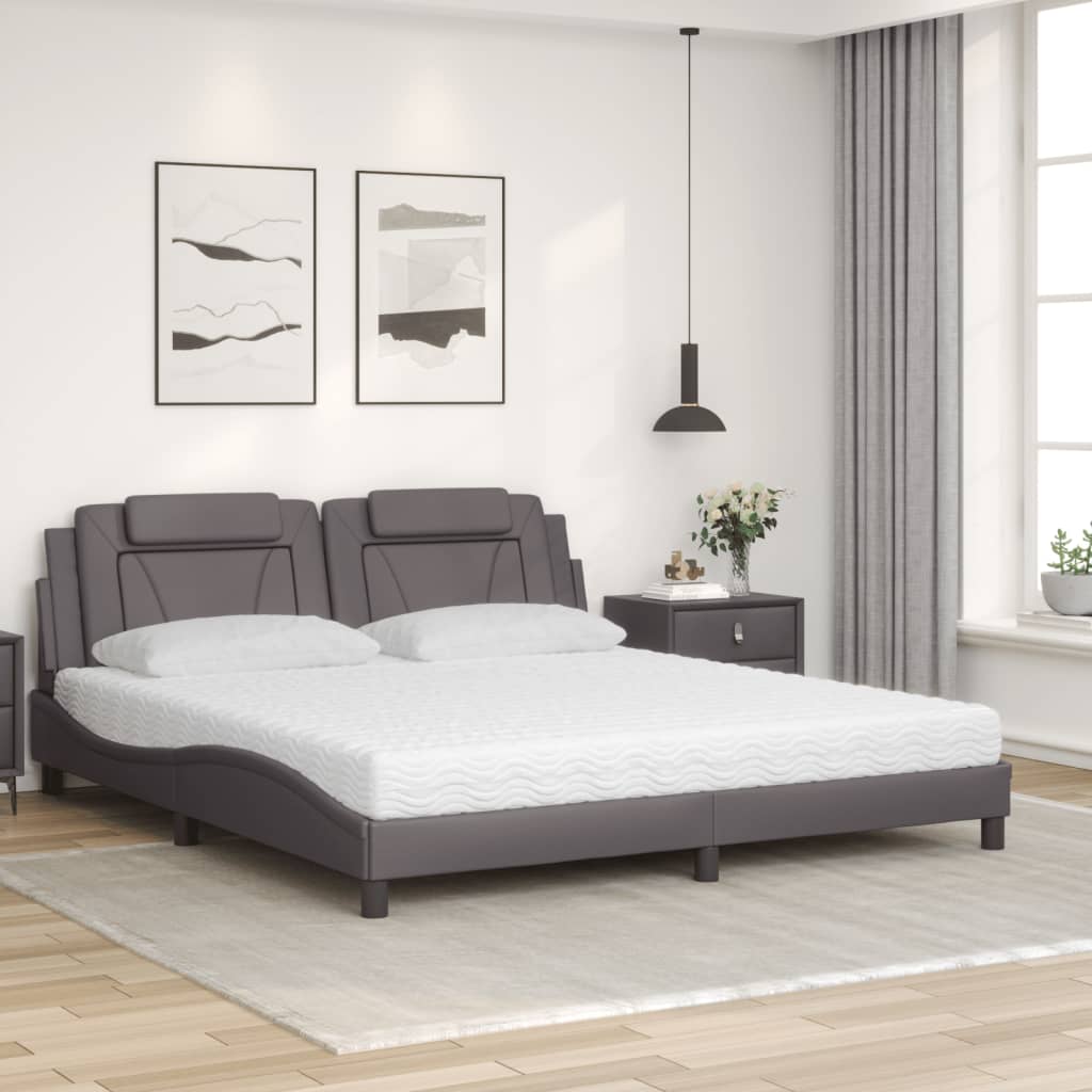Bed "Viana" met matras kunstleer grijs 180x200 cm is nu te koop bij PeponiXL, paradijselijk wonen!