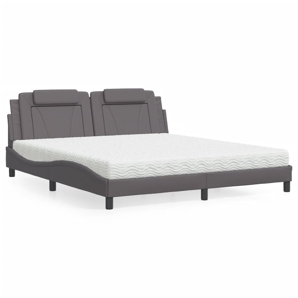 Bed "Viana" met matras kunstleer grijs 180x200 cm is nu te koop bij PeponiXL, paradijselijk wonen!
