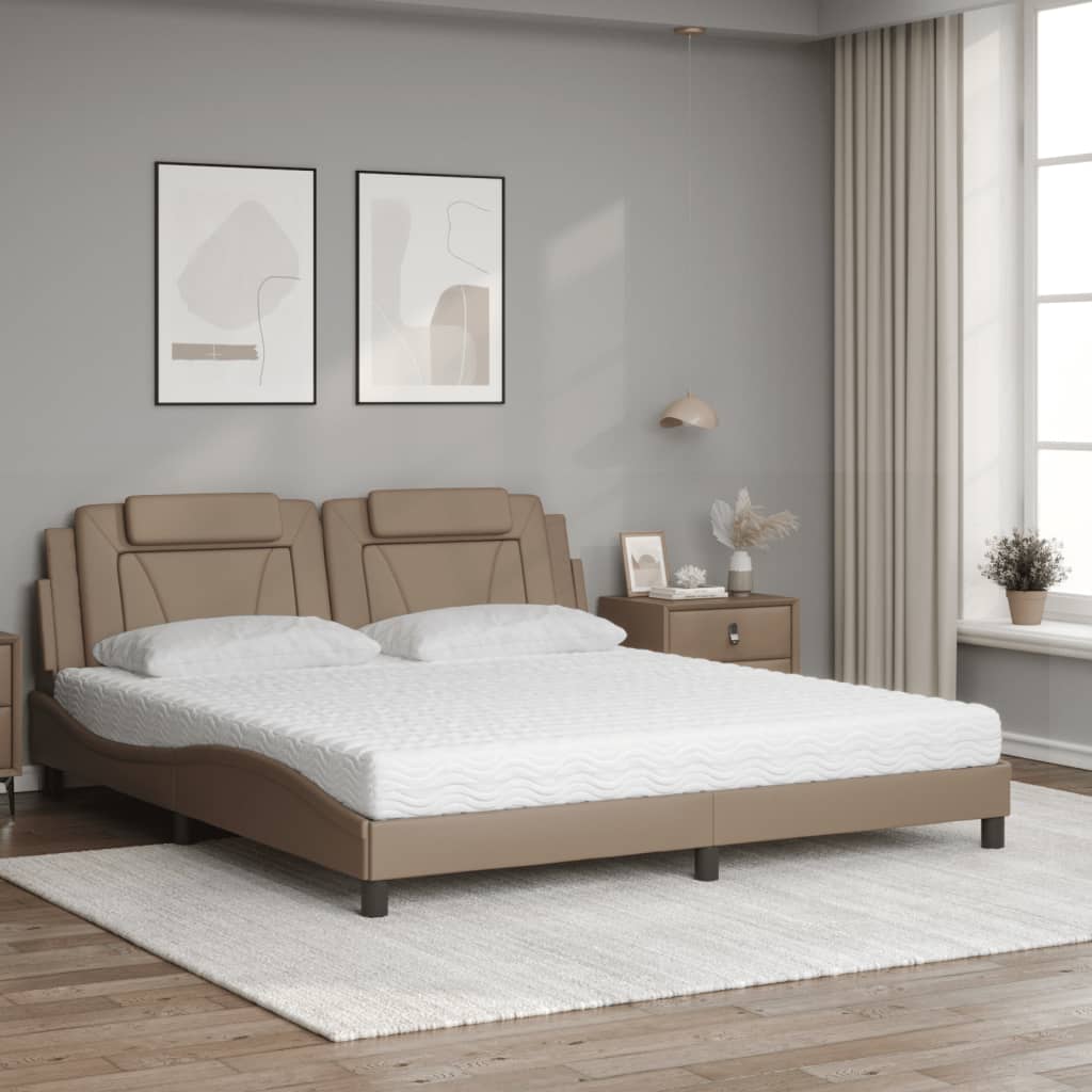 Bed "Viana" met matras kunstleer cappuccinokleurig 180x200 cm is nu te koop bij PeponiXL, paradijselijk wonen!