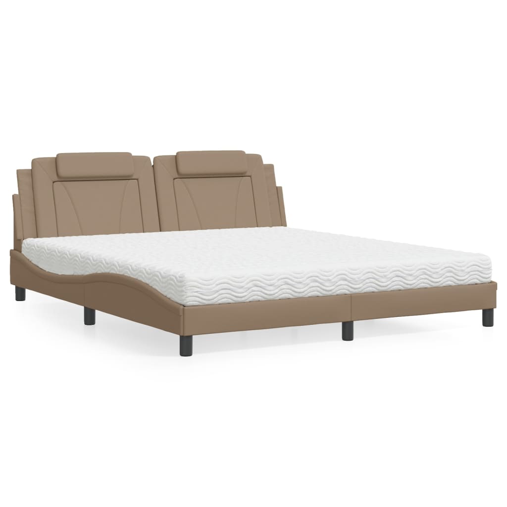 Bed "Viana" met matras kunstleer cappuccinokleurig 180x200 cm is nu te koop bij PeponiXL, paradijselijk wonen!