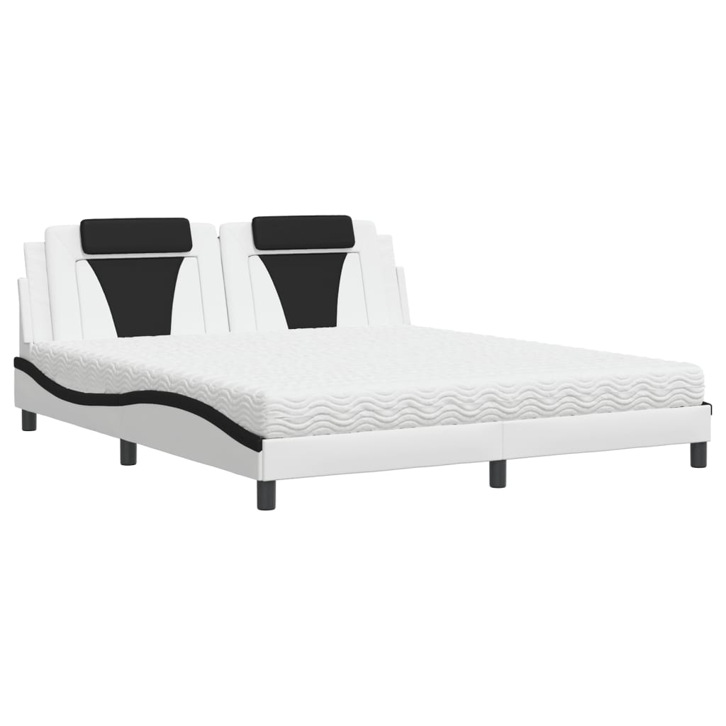Bed "Viana" met matras kunstleer wit en zwart 180x200 cm is nu te koop bij PeponiXL, paradijselijk wonen!