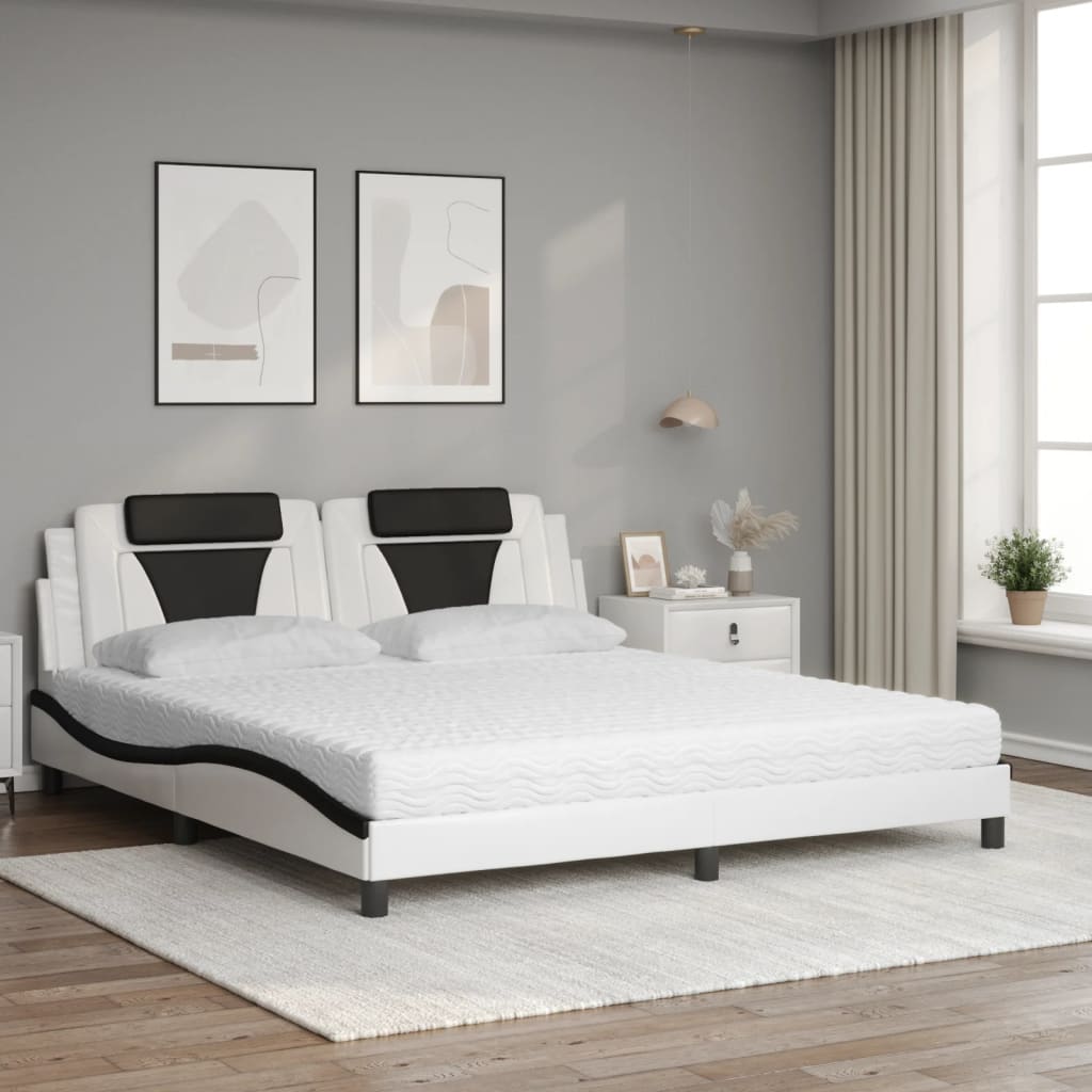 Bed "Viana" met matras kunstleer wit en zwart 180x200 cm is nu te koop bij PeponiXL, paradijselijk wonen!