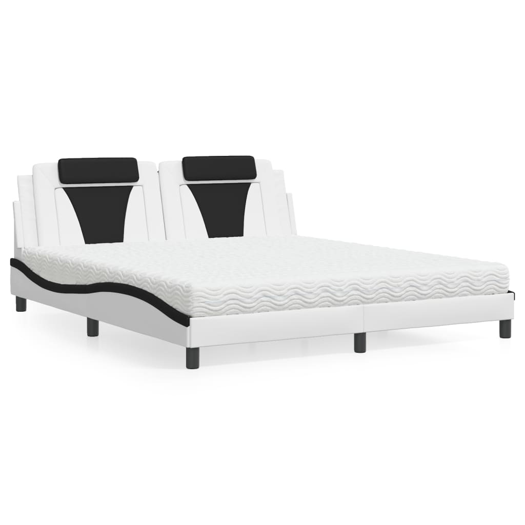 Bed "Viana" met matras kunstleer wit en zwart 180x200 cm is nu te koop bij PeponiXL, paradijselijk wonen!