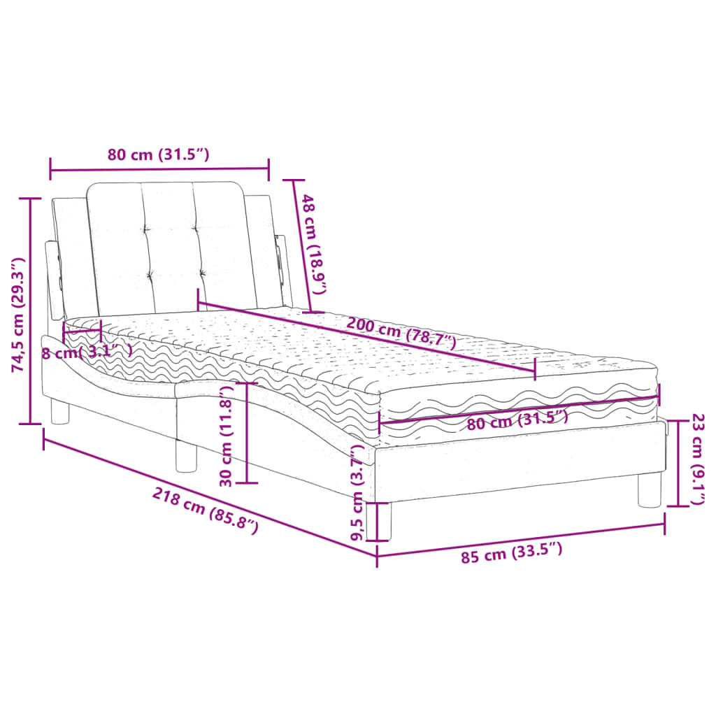 Bedframe zonder matras "Zadar" kunstleer zwart 80x200 cm is nu te koop bij PeponiXL, paradijselijk wonen!