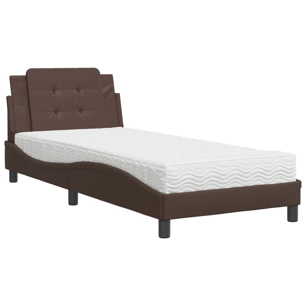 Bedframe zonder matras "Zadar" kunstleer bruin 80x200 cm is nu te koop bij PeponiXL, paradijselijk wonen!