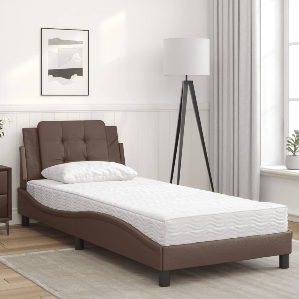 Bedframe zonder matras "Zadar" kunstleer bruin 80x200 cm is nu te koop bij PeponiXL, paradijselijk wonen!