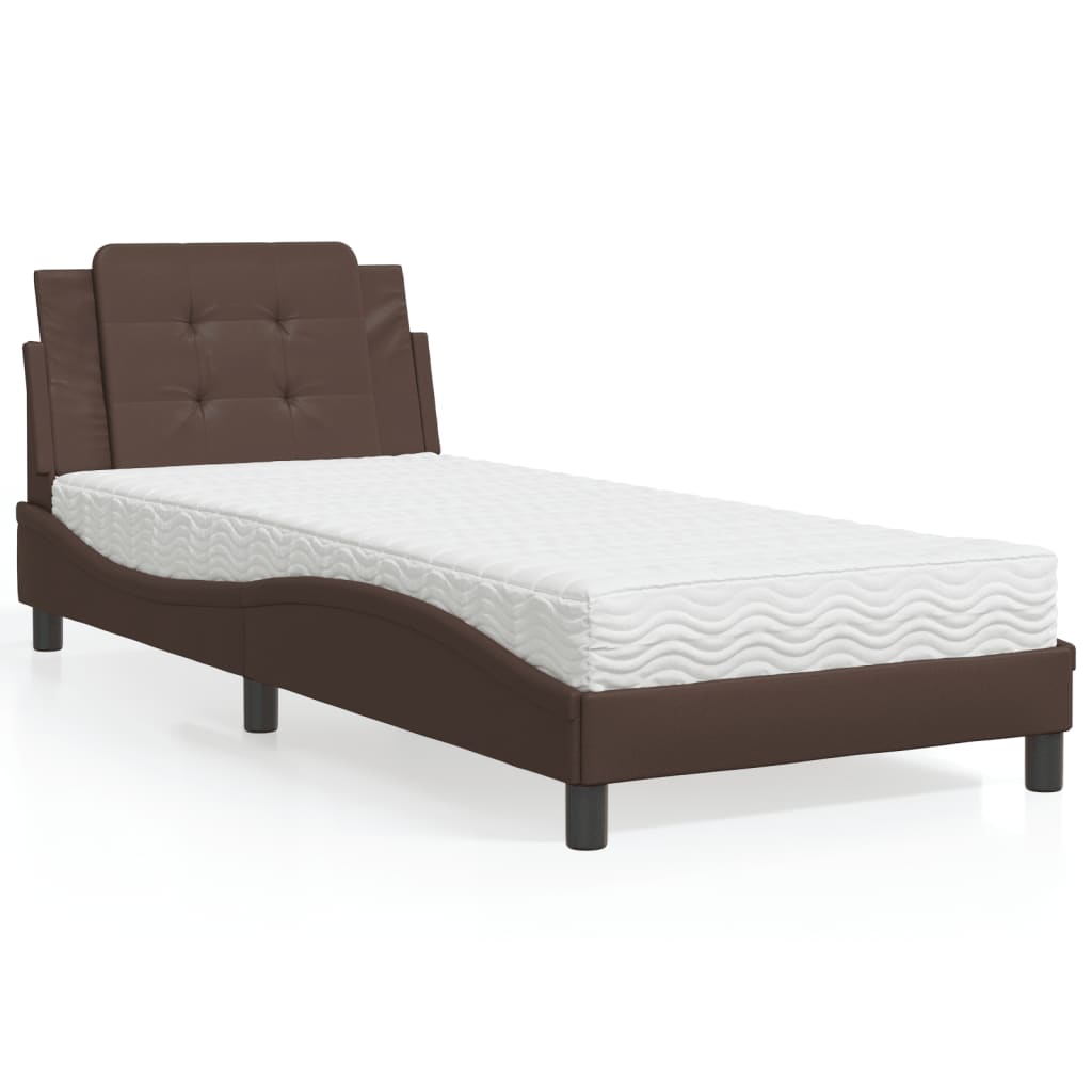 Bedframe zonder matras "Zadar" kunstleer bruin 80x200 cm is nu te koop bij PeponiXL, paradijselijk wonen!
