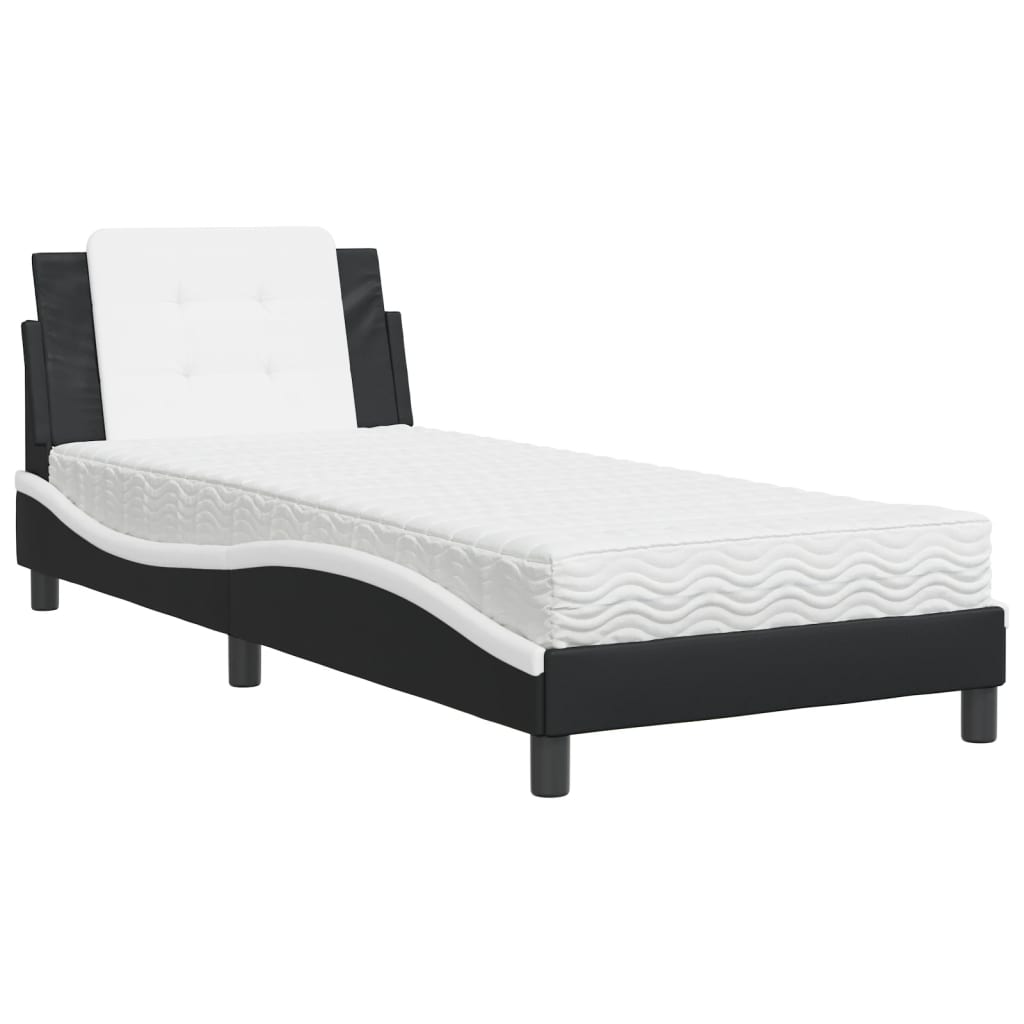 Bedframe zonder matras "Zadar" kunstleer zwart en wit 80x200 cm is nu te koop bij PeponiXL, paradijselijk wonen!