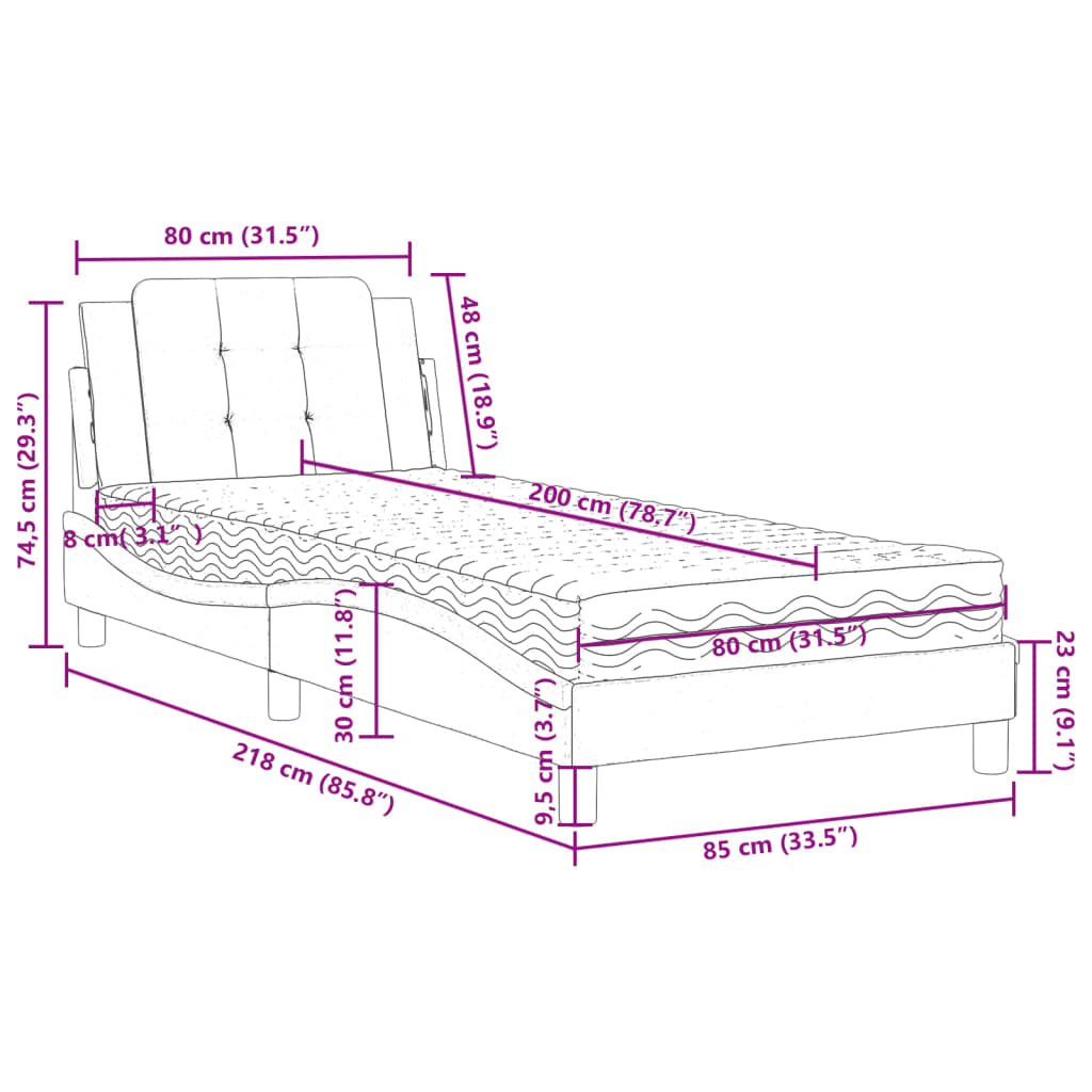 Bedframe zonder matras "Zadar" kunstleer zwart en wit 80x200 cm is nu te koop bij PeponiXL, paradijselijk wonen!