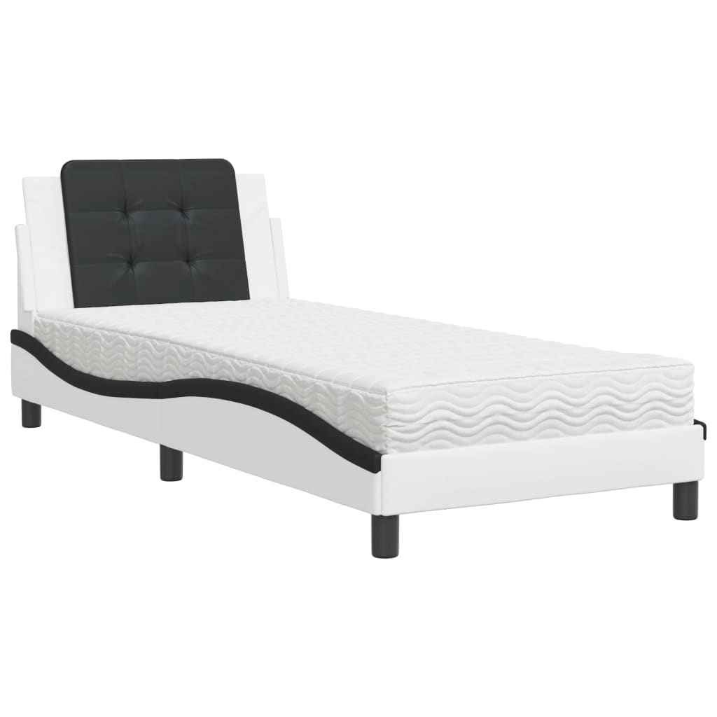 Bedframe zonder matras "Zadar" kunstleer zwart en wit 80x200 cm is nu te koop bij PeponiXL, paradijselijk wonen!