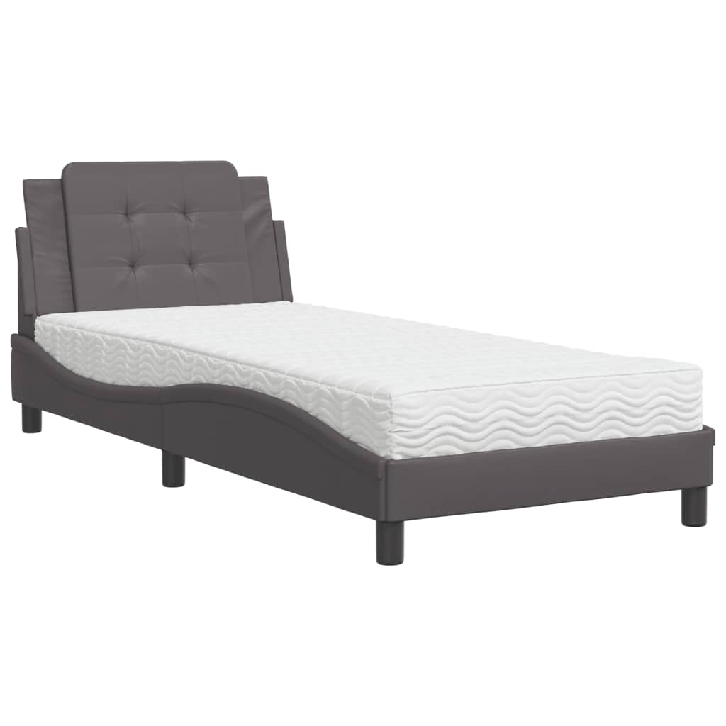 Bedframe zonder matras "Zadar" kunstleer grijs 90x190 cm is nu te koop bij PeponiXL, paradijselijk wonen!