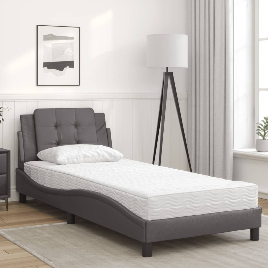 Bedframe zonder matras "Zadar" kunstleer grijs 90x190 cm is nu te koop bij PeponiXL, paradijselijk wonen!