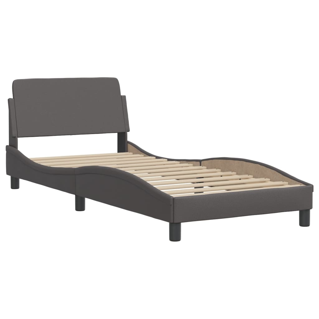 Bedframe zonder matras "Zadar" kunstleer grijs 90x190 cm is nu te koop bij PeponiXL, paradijselijk wonen!