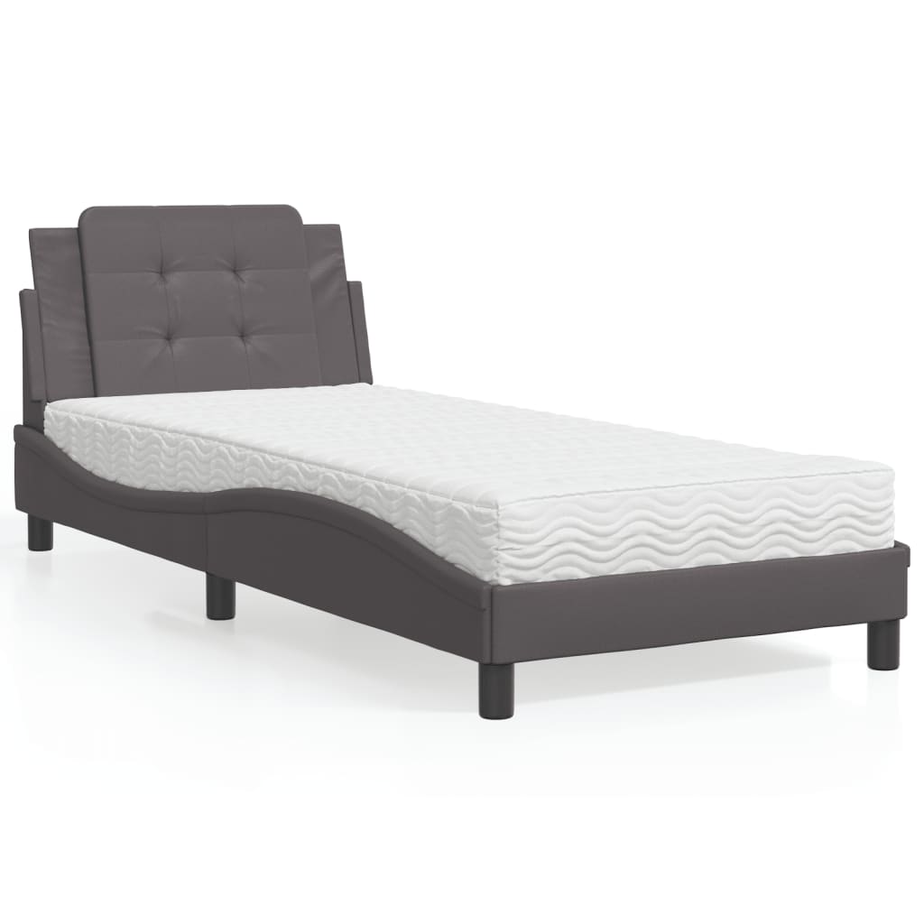 Bedframe zonder matras "Zadar" kunstleer grijs 90x190 cm is nu te koop bij PeponiXL, paradijselijk wonen!