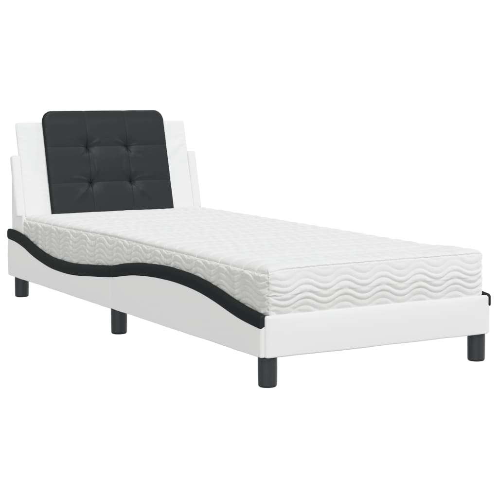 Bedframe zonder matras "Zadar" kunstleer wit en zwart 90x190 cm is nu te koop bij PeponiXL, paradijselijk wonen!