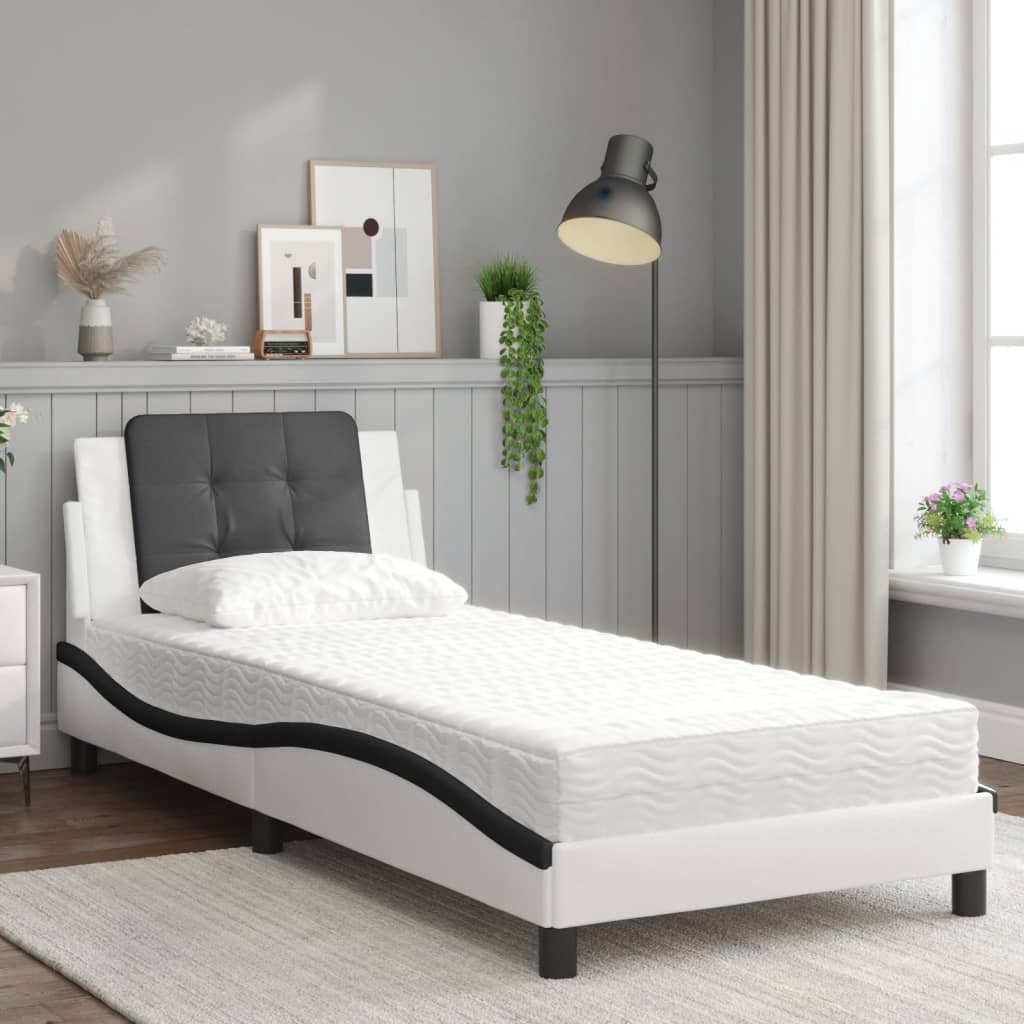 Bedframe zonder matras "Zadar" kunstleer wit en zwart 90x190 cm is nu te koop bij PeponiXL, paradijselijk wonen!