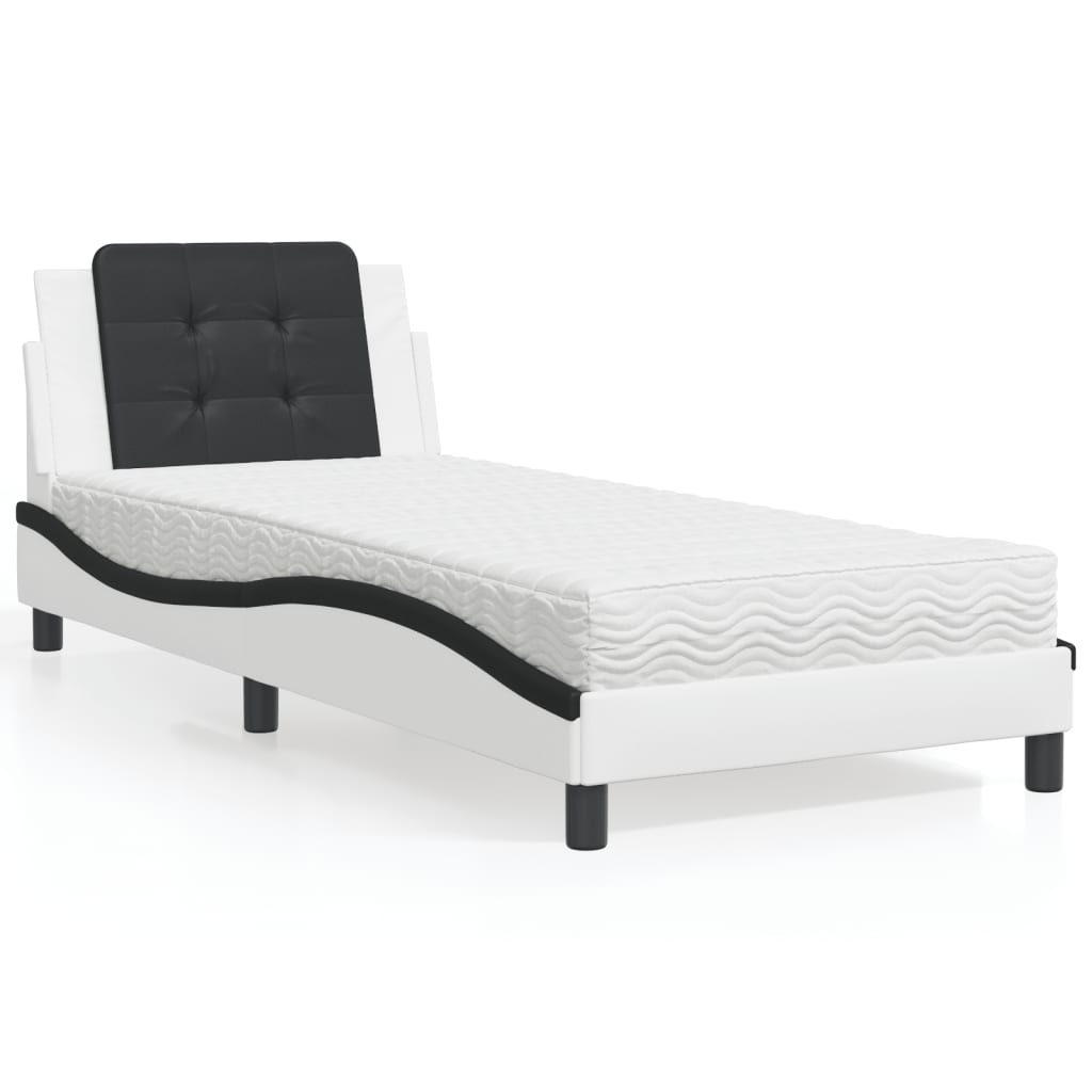 Bedframe zonder matras "Zadar" kunstleer wit en zwart 90x190 cm is nu te koop bij PeponiXL, paradijselijk wonen!