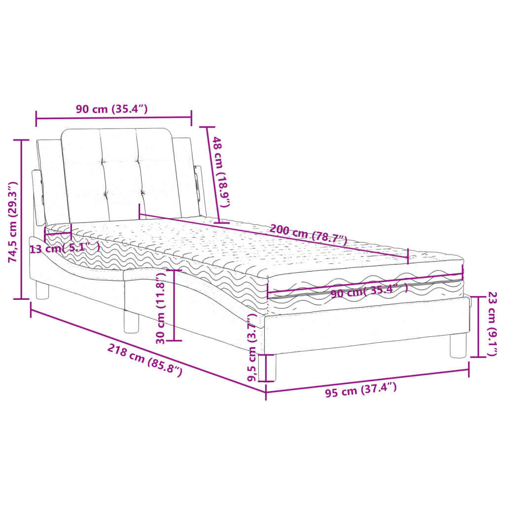 Bedframe zonder matras "Zadar" kunstleer zwart 90x200 cm is nu te koop bij PeponiXL, paradijselijk wonen!