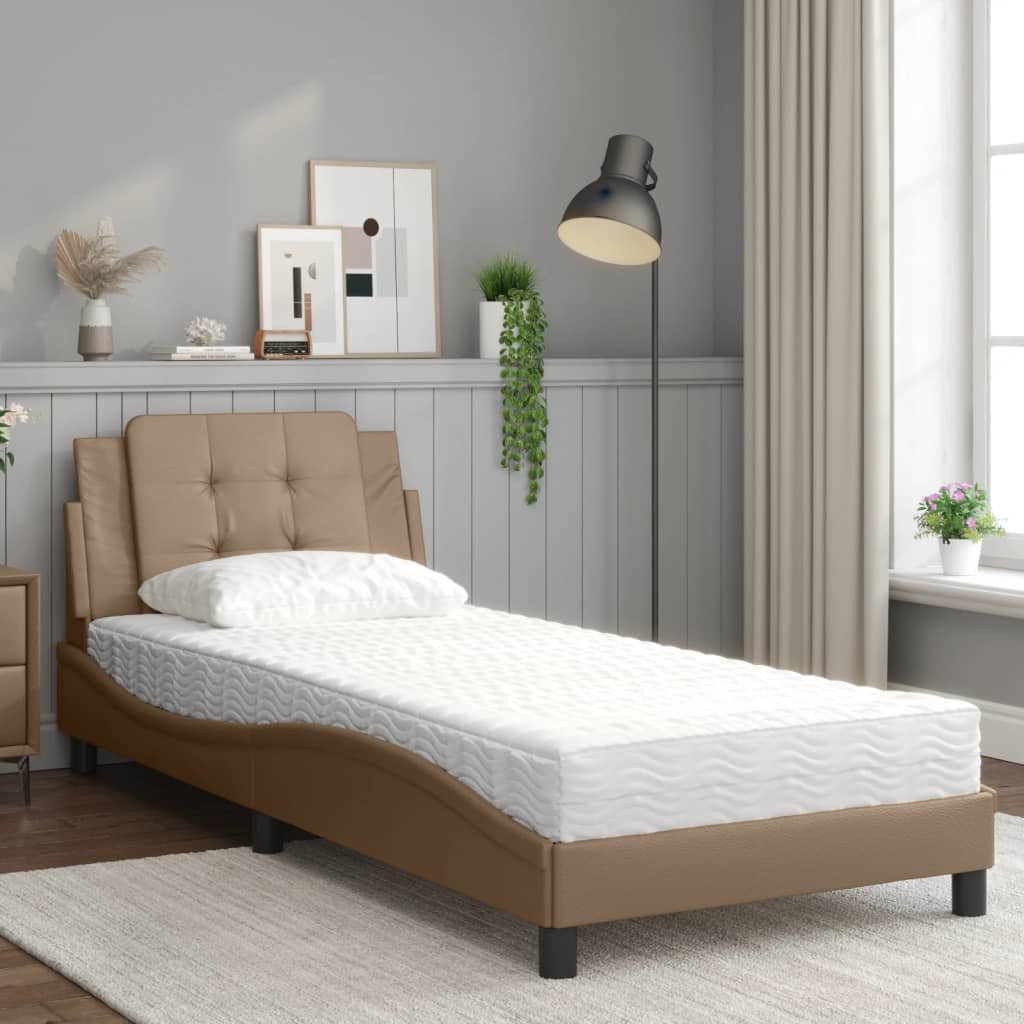 Bedframe zonder matras "Zadar" kunstleer cappuccinokleurig 90x200 cm is nu te koop bij PeponiXL, paradijselijk wonen!