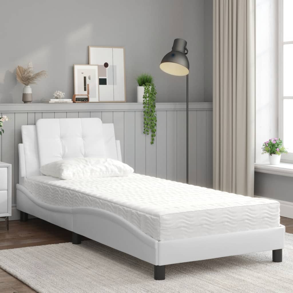 Bedframe zonder matras "Zadar" kunstleer wit 100x200 cm is nu te koop bij PeponiXL, paradijselijk wonen!