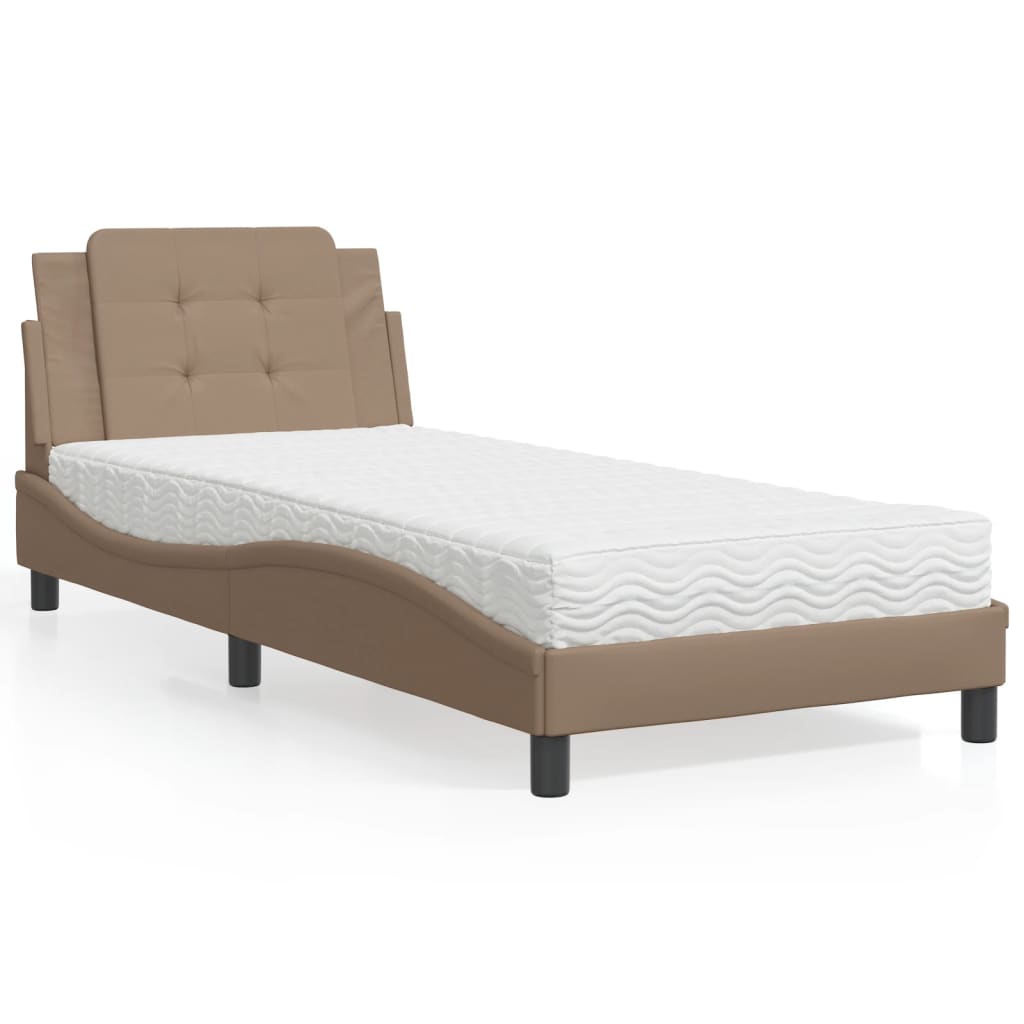 Bedframe zonder matras "Zadar" kunstleer cappuccinokleurig 100x200 cm is nu te koop bij PeponiXL, paradijselijk wonen!