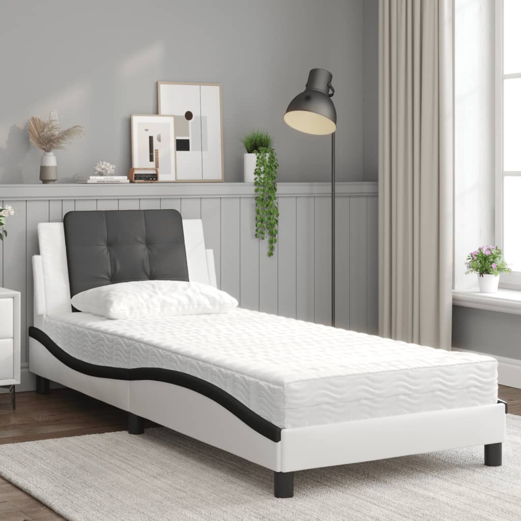 Bedframe zonder matras "Zadar" kunstleer wit en zwart 100x200 cm is nu te koop bij PeponiXL, paradijselijk wonen!