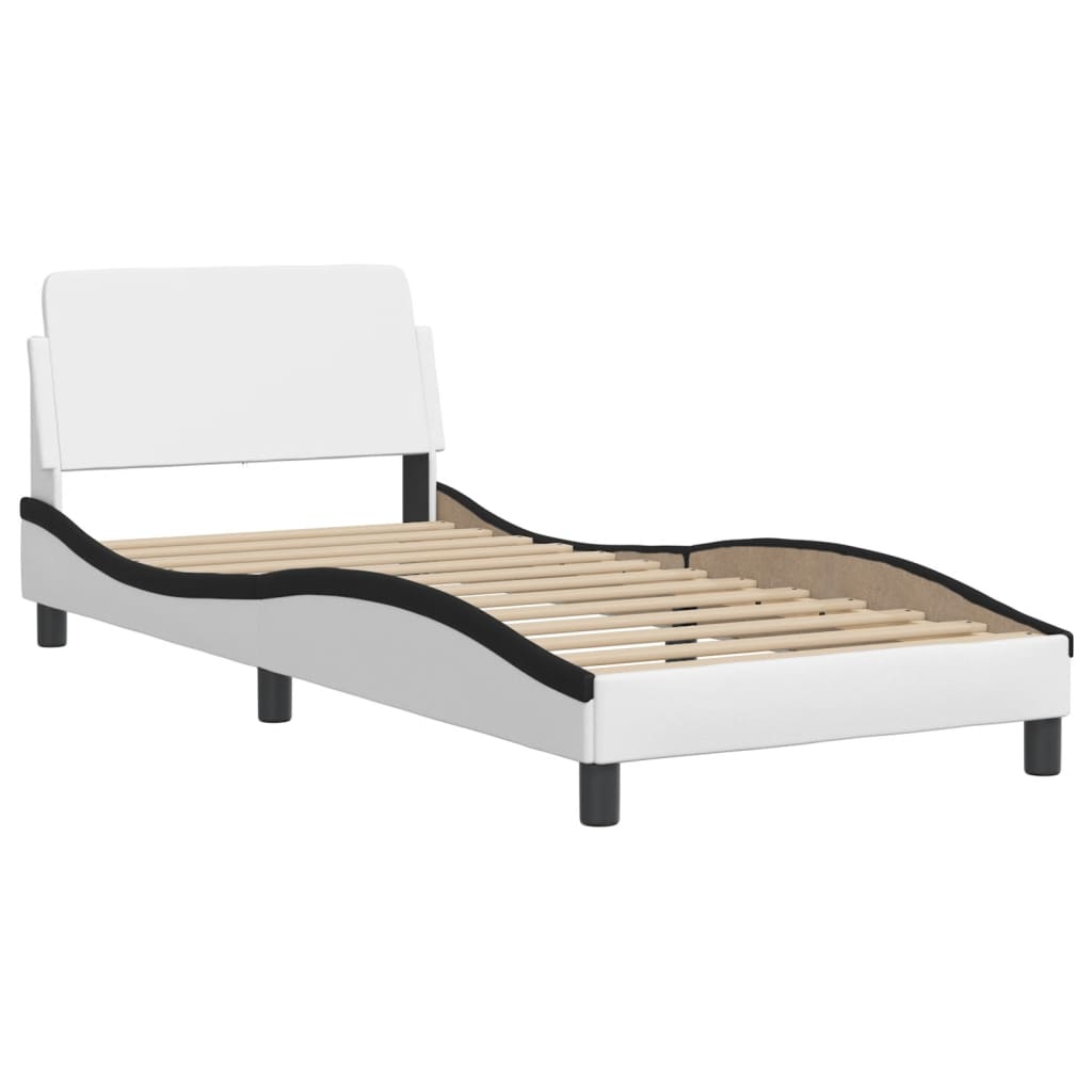 Bedframe zonder matras "Zadar" kunstleer wit en zwart 100x200 cm is nu te koop bij PeponiXL, paradijselijk wonen!