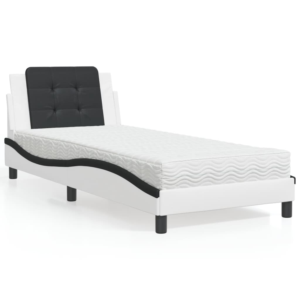 Bedframe zonder matras "Zadar" kunstleer wit en zwart 100x200 cm is nu te koop bij PeponiXL, paradijselijk wonen!
