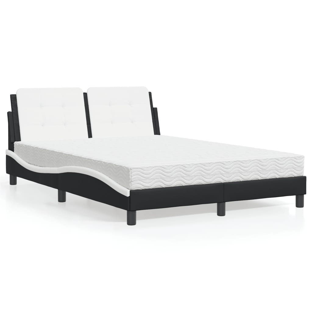 Bedframe zonder matras "Zadar" kunstleer zwart en wit 120x200 cm is nu te koop bij PeponiXL, paradijselijk wonen!