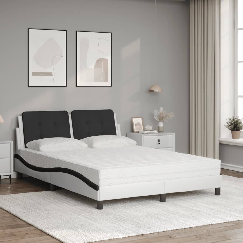 Bedframe zonder matras "Zadar" kunstleer zwart en wit 120x200 cm is nu te koop bij PeponiXL, paradijselijk wonen!