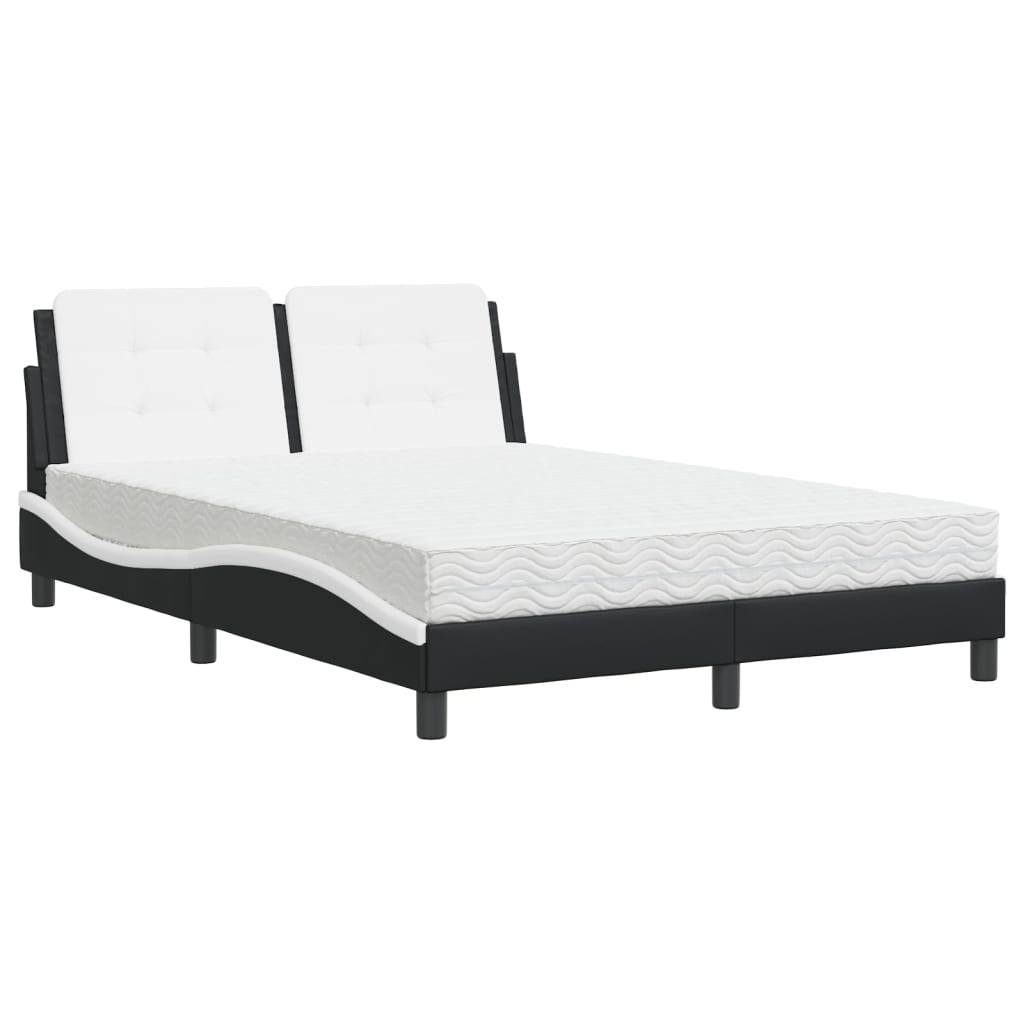 Bedframe zonder matras "Zadar" kunstleer zwart en wit 140x190 cm is nu te koop bij PeponiXL, paradijselijk wonen!