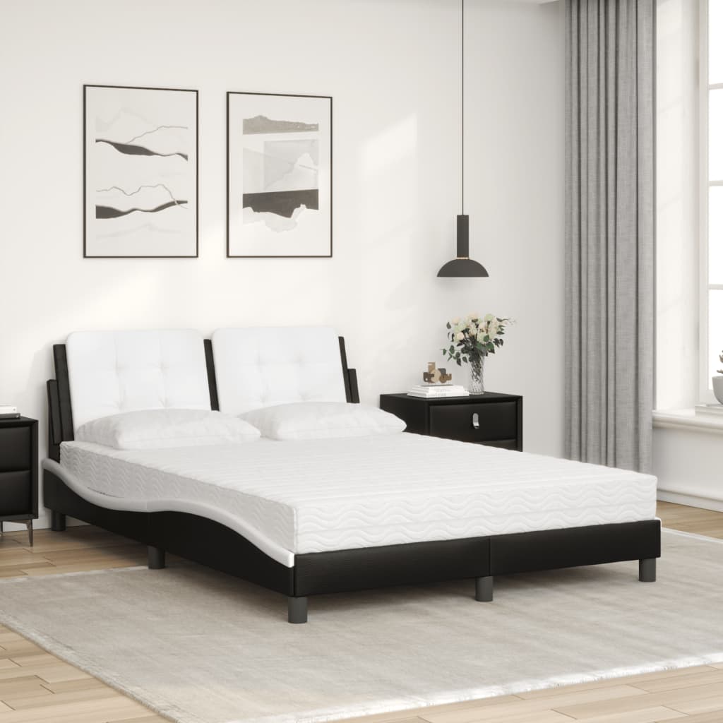 Bedframe zonder matras "Zadar" kunstleer zwart en wit 140x190 cm is nu te koop bij PeponiXL, paradijselijk wonen!