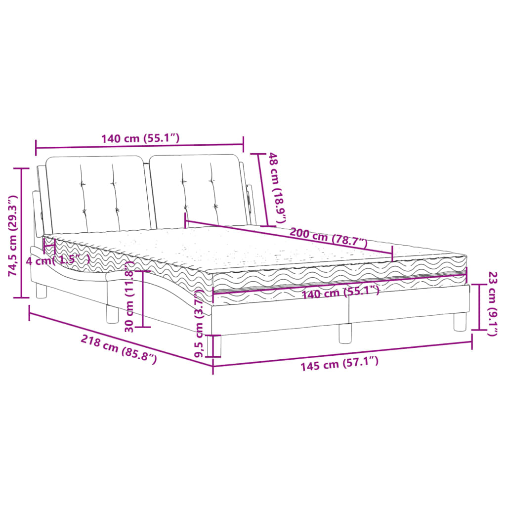 Bedframe zonder matras "Zadar" kunstleer zwart 140x200 cm is nu te koop bij PeponiXL, paradijselijk wonen!