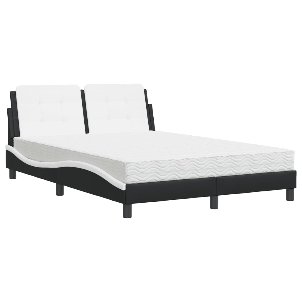 Bed met matras "Zadar" kunstleer zwart en wit 140x200 cm is nu te koop bij PeponiXL, paradijselijk wonen!