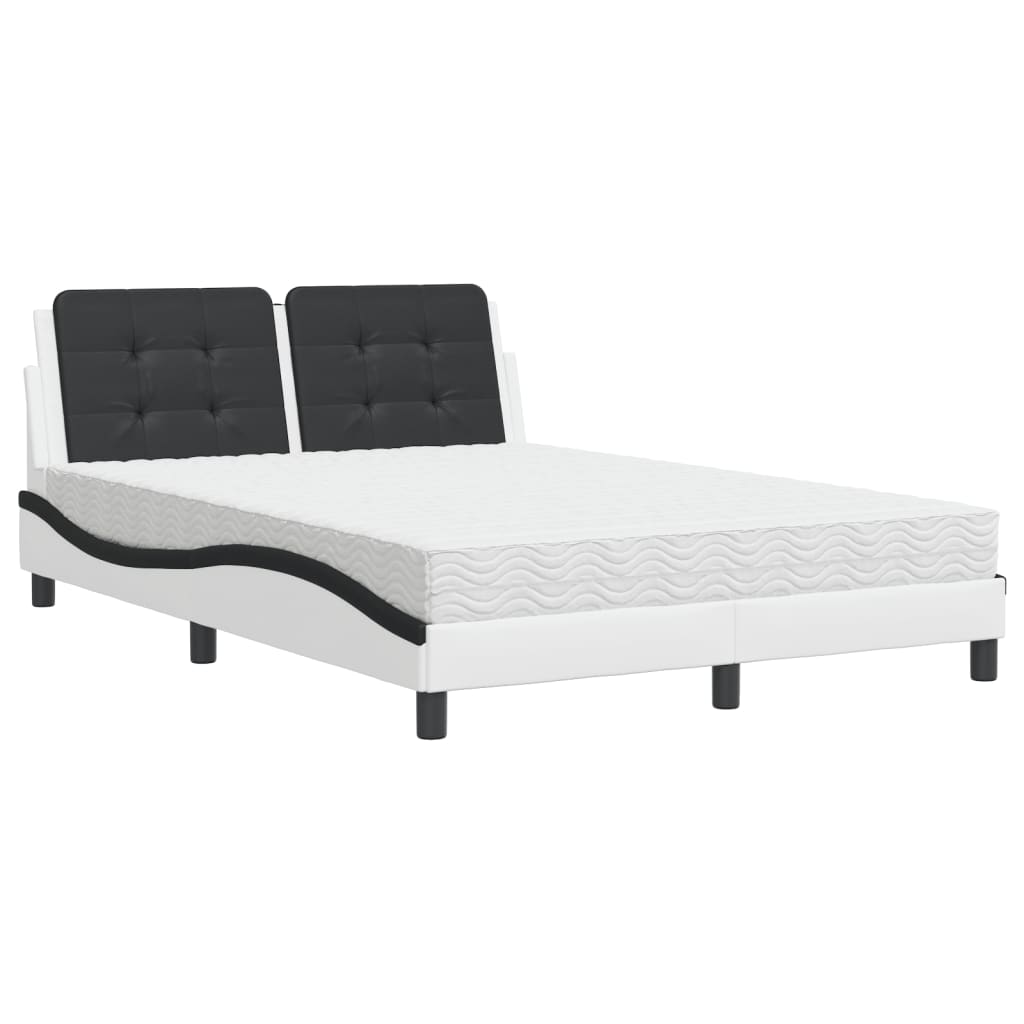 Bed met matras "Zadar" kunstleer wit en zwart 140x200 cm is nu te koop bij PeponiXL, paradijselijk wonen!